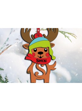 Σετ των 3 Intra απο ξύλο plywood 3mm-4mm πάχος Χριστουγεννιάτικο γράμμα ελαφιού S Στολίδι Δίασταση 8x8 cm INTRAFABR-111535396