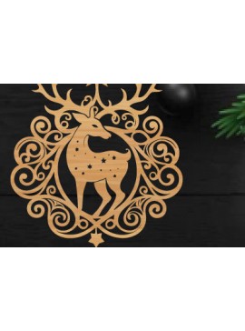 Intra απο ξύλο plywood 3mm-4mm πάχος Χριστουγεννιάτικο Deer Metal Wall Art Δίασταση 40x40 cm INTRAFABR-112318112