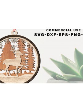 Σετ των 3 Intra απο ξύλο plywood 3mm-4mm πάχος κοπής με λέιζερ Χριστουγεννιάτικο στολίδι ελαφιού Δίασταση 8x8 cm INTRAFABR-80558704