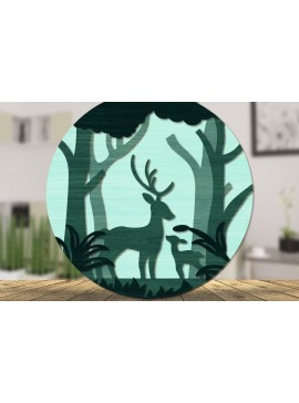 Σετ των 2 Intra απο ξύλο plywood 3mm-4mm πάχος Christmas Deer Round Door  Δίασταση 15x15 cm INTRAFABR-111165778