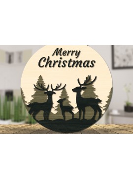 Σετ των 3 Intra απο ξύλο plywood 3mm-4mm πάχος Christmas Deer Round Door  Δίασταση 15x15 cm INTRAFABR-111165797