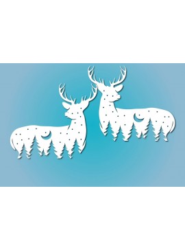Σετ των 2 Intra απο ξύλο plywood 3mm-4mm πάχος Christmas Deer Design Δίασταση 15x15 cm INTRAFABR-40960639