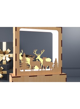 Σετ των 2 Intra απο ξύλο plywood 3mm-4mm πάχος Χριστουγεννιάτικη κεριά τραπεζιού ελαφιού 01 Δίασταση 15x15 cm INTRAFABR-82420579