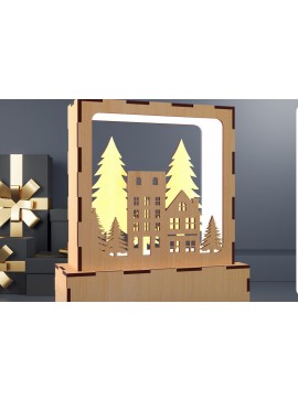 Σετ των 2 Intra απο ξύλο plywood 3mm-4mm πάχος Χριστουγεννιάτικη κεριά τραπεζιού ελαφιού 02 Δίασταση 15x15 cm INTRAFABR-82420609