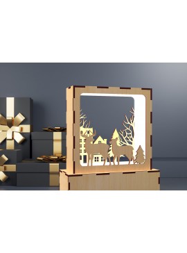 Σετ των 2 Intra απο ξύλο plywood 3mm-4mm πάχος Χριστουγεννιάτικη κεριά τραπεζιού ελαφιού 04 Δίασταση 15x15 cm INTRAFABR-82420646