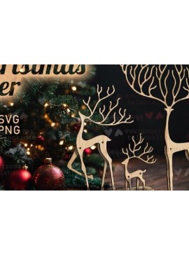 Σετ των 2 Intra απο ξύλο plywood 3mm-4mm πάχος Χριστουγεννιάτικα Ελάφια| Χριστουγεννιάτικη διακόσμηση Δίασταση 15x15 cm INTRAFABR-110800001