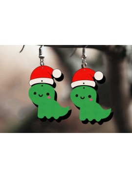 Σετ των 3 Intra απο ξύλο plywood 3mm-4mm πάχος Χριστουγεννιάτικα Σκουλαρίκια Δεινοσαύρων  Δίασταση 3x3 cm INTRAFABR-111444815