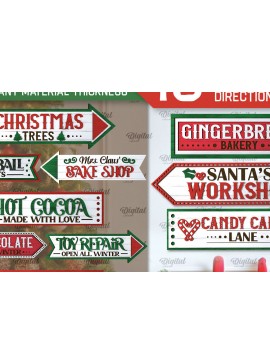 Σετ των 2 Intra απο ξύλο plywood 3mm-4mm πάχος  Sign Christmas Direction Δίασταση 15x15 cm INTRAFABR-105695378
