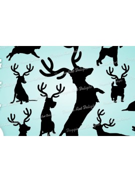 Σετ των 2 Intra απο ξύλο plywood 3mm-4mm πάχος Christmas Dog Reindeer 2 Δίασταση 15x15 cm INTRAFABR-82935358