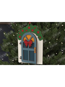 Σετ των 2 Intra απο ξύλο plywood 3mm-4mm πάχος Χριστουγεννιάτικη Πόρτα | Παιχνίδι Χριστουγεννιάτικου Δέντρου |CNC Δίασταση 15x15 cm INTRAFABR-106591959