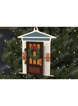 Σετ των 2 Intra απο ξύλο plywood 3mm-4mm πάχος Χριστουγεννιάτικη Πόρτα | Παιχνίδι Χριστουγεννιάτικου Δέντρου |CNC Δίασταση 15x15 cm INTRAFABR-106591992