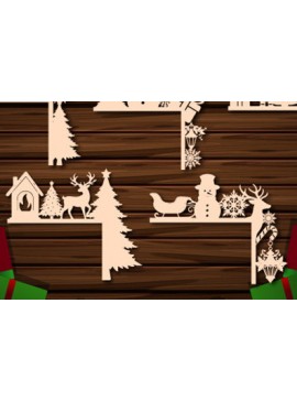 Σετ των 2 Intra απο ξύλο plywood 3mm-4mm πάχος Χριστουγεννιάτικη γωνιακή δέσμη πόρτας Δίασταση 15x15 cm INTRAFABR-107983059