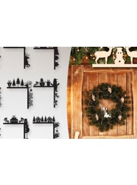 Σετ των 2 Intra απο ξύλο plywood 3mm-4mm πάχος Χριστουγεννιάτικη γωνιακή δέσμη πόρτας Δίασταση 15x15 cm INTRAFABR-83942743