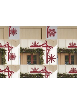 Σετ των 2 Intra απο ξύλο plywood 3mm-4mm πάχος Χριστουγεννιάτικη γωνιακή δέσμη πόρτας Δίασταση 15x15 cm INTRAFABR-102483739