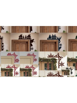 Σετ των 2 Intra απο ξύλο plywood 3mm-4mm πάχος Χριστουγεννιάτικη γωνιακή δέσμη πόρτας Δίασταση 15x15 cm INTRAFABR-105815354