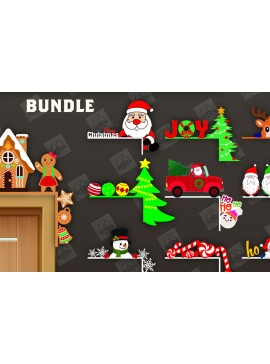 Σετ των 2 Intra απο ξύλο plywood 3mm-4mm πάχος Χριστουγεννιάτικη γωνιακή δέσμη πόρτας Δίασταση 15x15 cm INTRAFABR-110696133