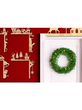 Σετ των 2 Intra απο ξύλο plywood 3mm-4mm πάχος Χριστουγεννιάτικο Γωνιακής Πόρτας Δίασταση 15x15 cm INTRAFABR-80594319