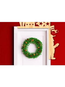 Σετ των 2 Intra απο ξύλο plywood 3mm-4mm πάχος Χριστουγεννιάτικη γωνιακή πινακίδα πόρτας Δίασταση 15x15 cm INTRAFABR-80594290