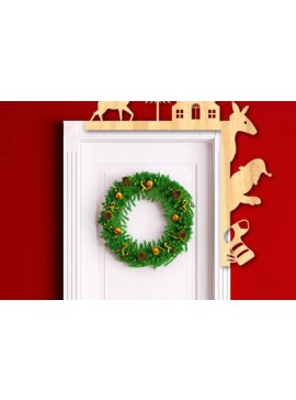 Σετ των 2 Intra απο ξύλο plywood 3mm-4mm πάχος Χριστουγεννιάτικη γωνιακή πινακίδα πόρτας Δίασταση 15x15 cm INTRAFABR-80594312