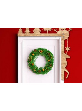 Σετ των 2 Intra απο ξύλο plywood 3mm-4mm πάχος Χριστουγεννιάτικη γωνιακή πινακίδα πόρτας Δίασταση 15x15 cm INTRAFABR-80594276