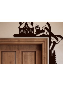 Σετ των 2 Intra απο ξύλο plywood 3mm-4mm πάχος Χριστουγεννιάτικη γωνιακή πόρτα με λέιζερ Δίασταση 15x15 cm INTRAFABR-105738079