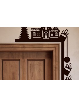 Σετ των 2 Intra απο ξύλο plywood 3mm-4mm πάχος Χριστουγεννιάτικη γωνιακή πόρτα με λέιζερ Δίασταση 15x15 cm INTRAFABR-105738084
