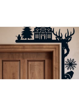 Σετ των 2 Intra απο ξύλο plywood 3mm-4mm πάχος Χριστουγεννιάτικη γωνιακή πόρτα με λέιζερ Δίασταση 15x15 cm INTRAFABR-105738099