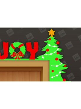 Σετ των 2 Intra απο ξύλο plywood 3mm-4mm πάχος Χριστουγεννιάτικη γωνιακή πόρτα με λέιζερ Δίασταση 15x15 cm INTRAFABR-110695887