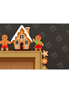 Σετ των 2 Intra απο ξύλο plywood 3mm-4mm πάχος Χριστουγεννιάτικη γωνιακή πόρτα με λέιζερ Δίασταση 15x15 cm INTRAFABR-110695965