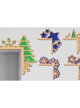 Σετ των 2 Intra απο ξύλο plywood 3mm-4mm πάχος Χριστουγεννιάτικη γωνιακή πόρτα κοπής με λέιζερ Δίασταση 30x20 cm INTRAFABR-110077712