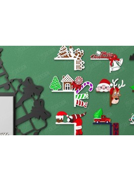 Σετ των 2 Intra απο ξύλο plywood 3mm-4mm πάχος Χριστουγεννιάτικες γωνίες πόρτας | Πινακίδα πόρτας Δίασταση 15x15 cm INTRAFABR-107189164