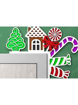 Σετ των 2 Intra απο ξύλο plywood 3mm-4mm πάχος Χριστουγεννιάτικες γωνίες πόρτας | Πινακίδα πόρτας | CNC Δίασταση 15x15 cm INTRAFABR-107188708