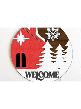 Σετ των 3 Intra απο ξύλο plywood 3mm-4mm πάχος Χριστουγεννιάτικη κρεμάστρα πόρτας. Δίασταση 15x15 cm INTRAFABR-105244043