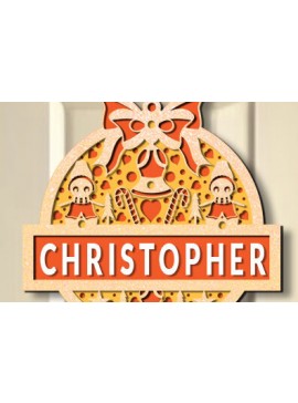 Σετ των 2 Intra απο ξύλο plywood 3mm-4mm πάχος Χριστουγεννιάτικη κρεμάστρα πόρτας 3D Δίασταση 15x15 cm INTRAFABR-74242820