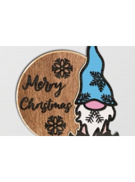 Σετ των 2 Intra απο ξύλο plywood 3mm-4mm πάχος Χριστουγεννιάτικη κρεμάστρα πόρτας Gnome #3 Δίασταση 40x40 cm INTRAFABR-40591651