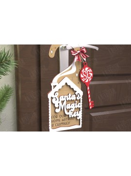 Σετ των 2 Intra απο ξύλο plywood 3mm-4mm πάχος Χριστουγεννιάτικη κρεμάστρα πόρτας | Διακόσμηση διακοπών Δίασταση 15x15 cm INTRAFABR-110596663