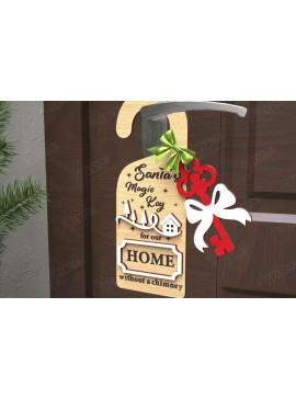 Σετ των 2 Intra απο ξύλο plywood 3mm-4mm πάχος Χριστουγεννιάτικη κρεμάστρα πόρτας | Διακόσμηση διακοπών Δίασταση 15x15 cm INTRAFABR-110596360