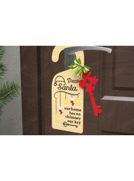 Σετ των 2 Intra απο ξύλο plywood 3mm-4mm πάχος Χριστουγεννιάτικη κρεμάστρα πόρτας | Διακόσμηση διακοπών Δίασταση 15x15 cm INTRAFABR-110596372