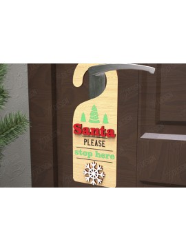 Σετ των 2 Intra απο ξύλο plywood 3mm-4mm πάχος Χριστουγεννιάτικη κρεμάστρα πόρτας | Διακόσμηση διακοπών Δίασταση 15x15 cm INTRAFABR-110596336
