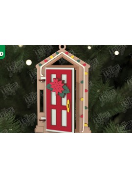 Σετ των 2 Intra απο ξύλο plywood 3mm-4mm πάχος Χριστουγεννιάτικη Πόρτα | Διακοπές | Πρωτοχρονιά |CNC Δίασταση 15x15 cm INTRAFABR-106189824