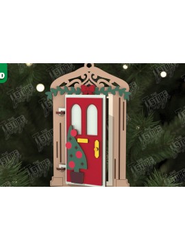 Σετ των 2 Intra απο ξύλο plywood 3mm-4mm πάχος Χριστουγεννιάτικη Πόρτα | Διακοπές | Πρωτοχρονιά |CNC Δίασταση 15x15 cm INTRAFABR-106189832