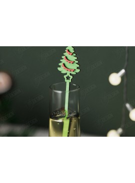 Σετ των 2 Intra απο ξύλο plywood 3mm-4mm πάχος Αναδευτήρας Χριστουγέννων | Μαρκαδόροι ποτών Δίασταση 15x15 cm INTRAFABR-106465808