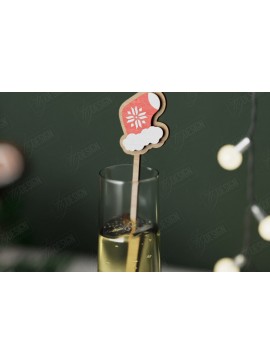 Σετ των 2 Intra απο ξύλο plywood 3mm-4mm πάχος Αναδευτήρας Χριστουγέννων | Μαρκαδόροι ποτών Δίασταση 15x15 cm INTRAFABR-106465819