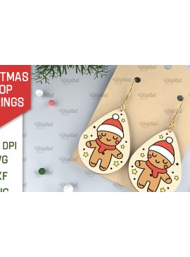 Σετ των 3 Intra απο ξύλο plywood 3mm-4mm πάχος Χριστουγεννιάτικα σκουλαρίκια σταγόνας Σχέδιο κοπής με λέιζερ Δίασταση 3x3 cm INTRAFABR-102963344