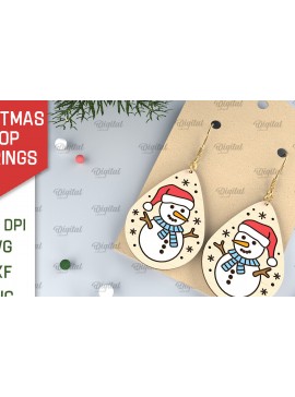 Σετ των 3 Intra απο ξύλο plywood 3mm-4mm πάχος Χριστουγεννιάτικα σκουλαρίκια σταγόνας Σχέδιο κοπής με λέιζερ Δίασταση 3x3 cm INTRAFABR-102963530