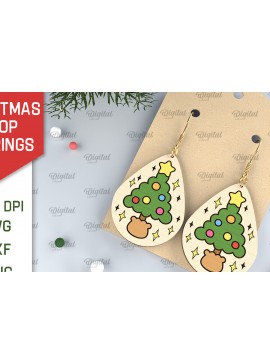 Σετ των 3 Intra απο ξύλο plywood 3mm-4mm πάχος Χριστουγεννιάτικα σκουλαρίκια σταγόνας Σχέδιο κοπής με λέιζερ Δίασταση 3x3 cm INTRAFABR-102963283