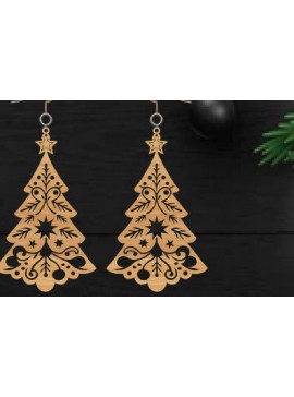 Σετ των 3 Intra απο ξύλο plywood 3mm-4mm πάχος κοπής με λέιζερ Χριστουγεννιάτικο σκουλαρίκι Δίασταση 3x3 cm INTRAFABR-111323941