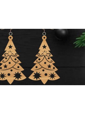 Σετ των 3 Intra απο ξύλο plywood 3mm-4mm πάχος κοπής με λέιζερ Χριστουγεννιάτικο σκουλαρίκι Δίασταση 3x3 cm INTRAFABR-111324061