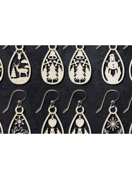 Σετ των 3 Intra απο ξύλο plywood 3mm-4mm πάχος Χριστουγεννιάτικο Σκουλαρίκι Δίασταση 3x3 cm INTRAFABR-106322644