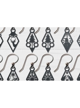 Σετ των 3 Intra απο ξύλο plywood 3mm-4mm πάχος Χριστουγεννιάτικο Σκουλαρίκι Δίασταση 3x3 cm INTRAFABR-106322648